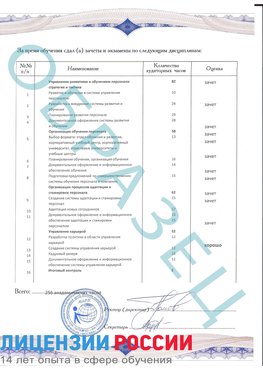 Образец приложение к диплому (страница 2) Борисоглебск Профессиональная переподготовка сотрудников 
